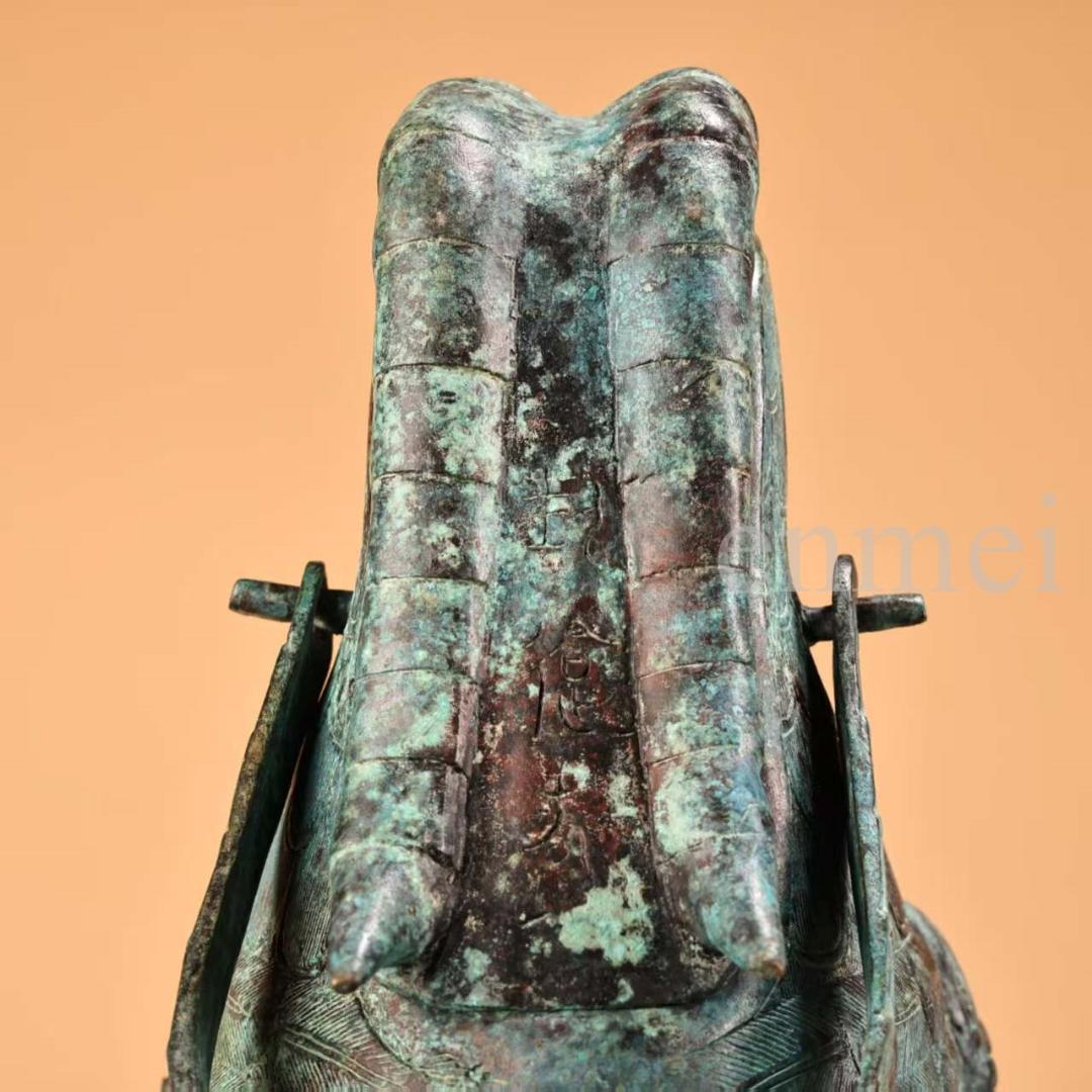 中国古美術・珍品旧藏・青銅製提梁鳥壺・鋳造・鏨刻・純銅製・酒具・風水開運・置物