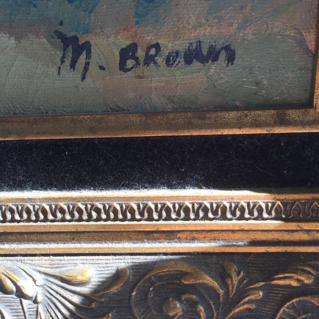 「M.BROWN 」油絵 サインあり 薔薇 バラ 絵画