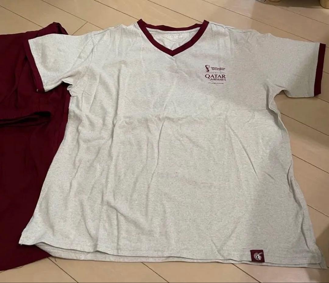 カタール航空　ビジネスクラス　Tシャツ＆パンツ　Sサイズ　ワールドカップ2022
