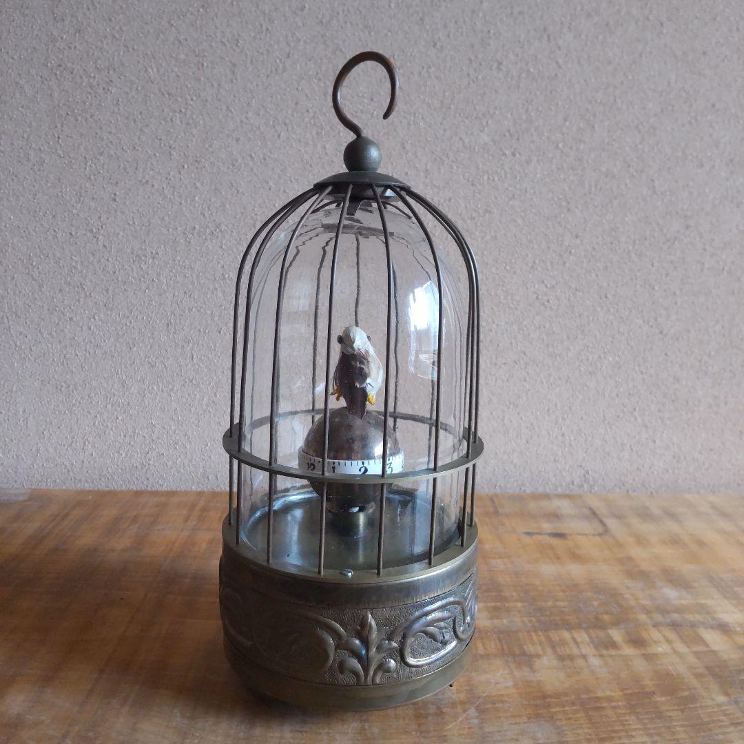 【稼動品】鳥かご時計 鳥籠時計 置時計 ゼンマイ式 アンティーク 美品