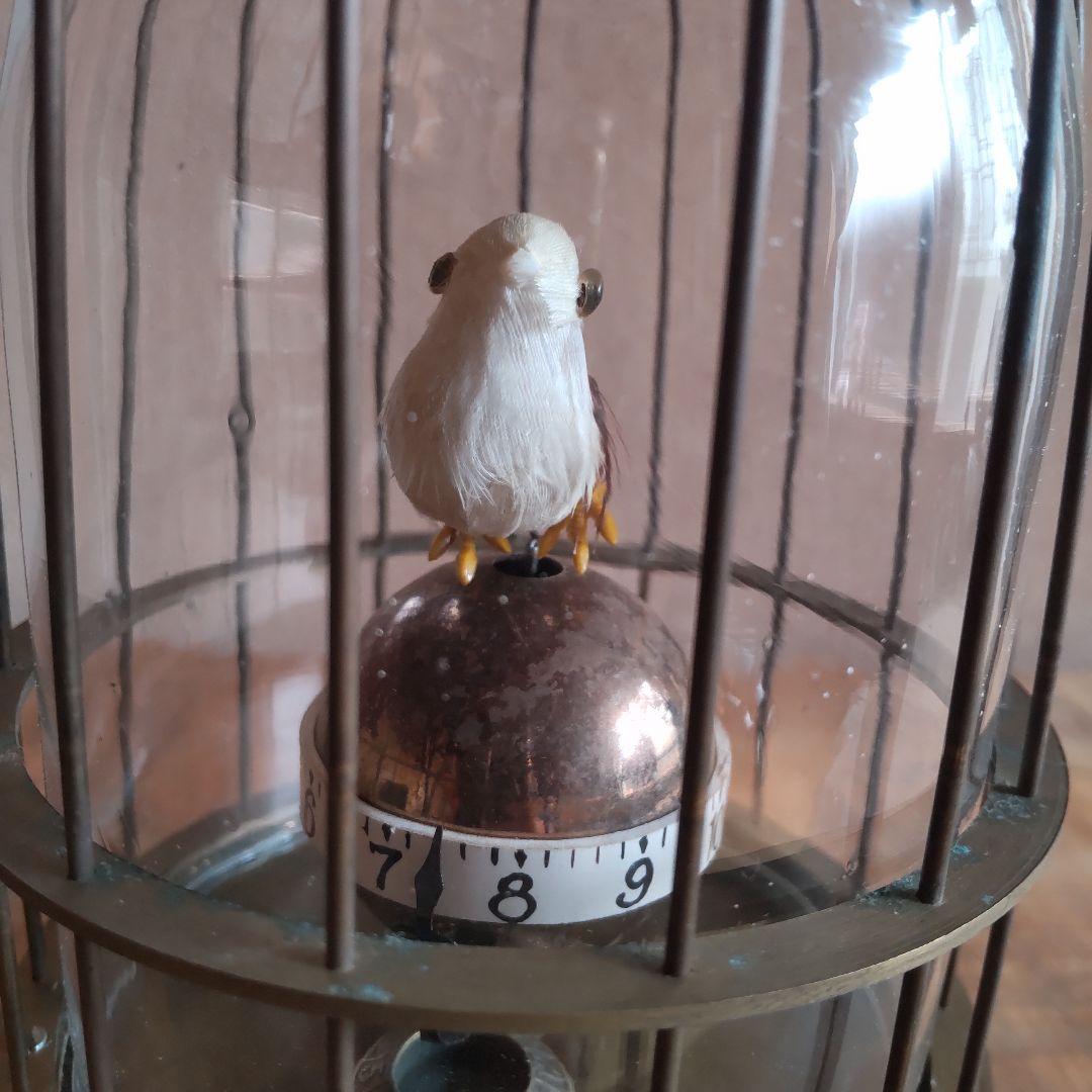 【稼動品】鳥かご時計 鳥籠時計 置時計 ゼンマイ式 アンティーク 美品