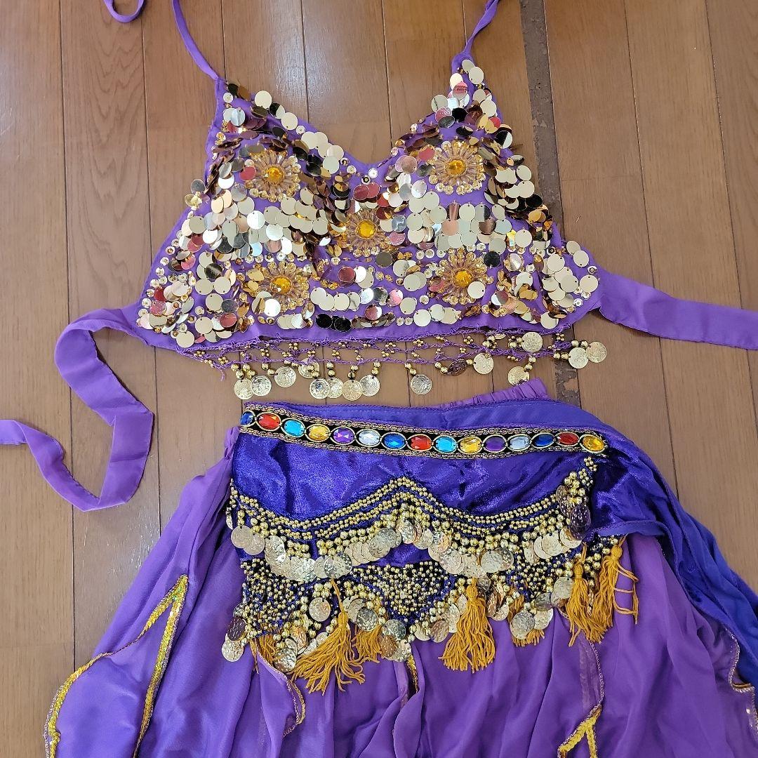 【新品未使用】ベリーダンス セットアップ 紫 シフォン