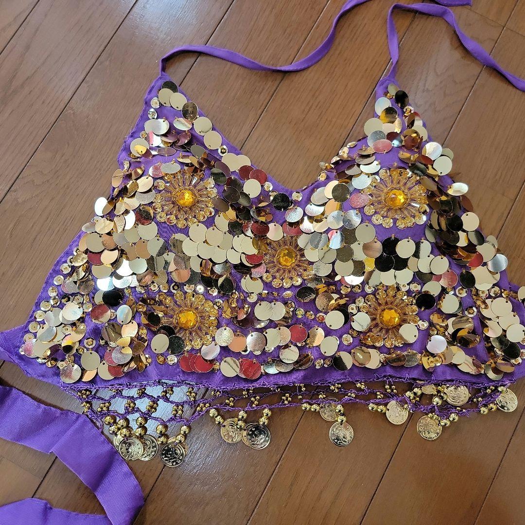 【新品未使用】ベリーダンス セットアップ 紫 シフォン