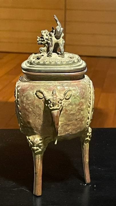 高岡銅器　獅子香炉　二上常太郎（号 元威）