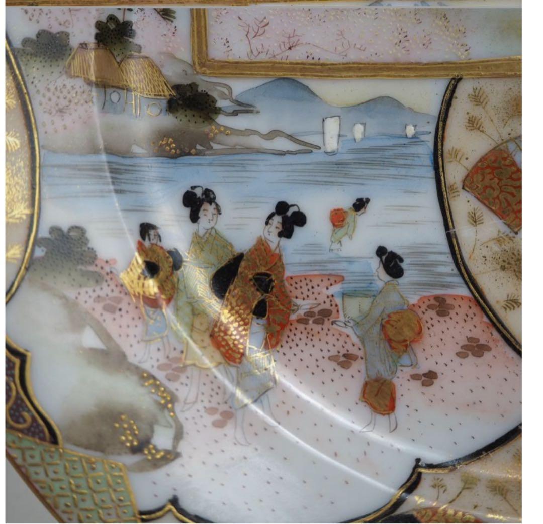 送料無料　明治時代　加賀国奥？製　九谷焼細密絵皿　径18ｃｍ