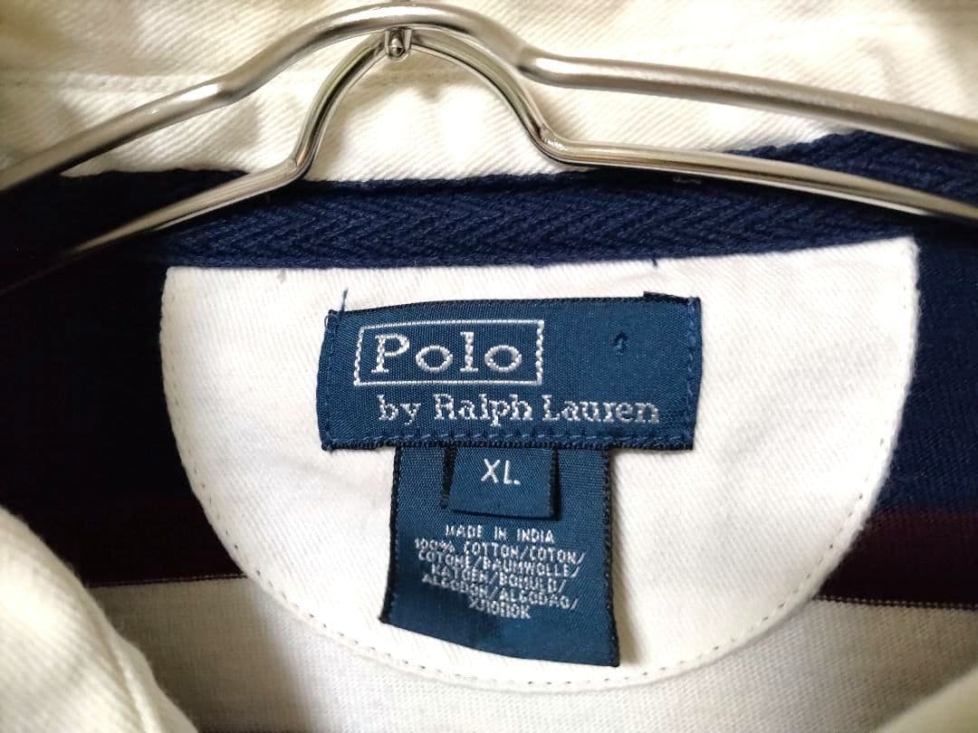 ラルフローレン　XL ラガーシャツ　ビッグポニー　ボーダー　長袖　シャツ　刺繍