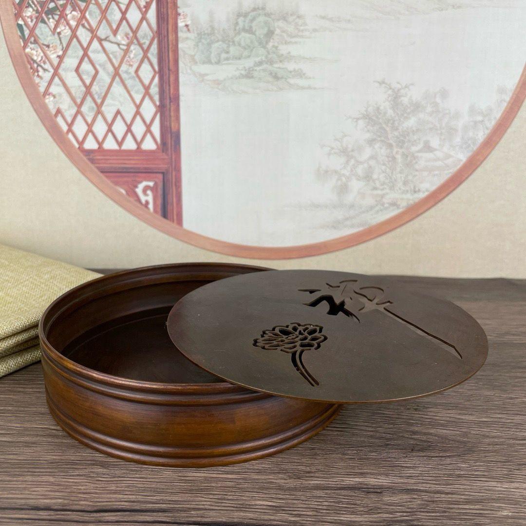 銅製 禅意茶盤 茶洗 茶台 貯水盆 茶道具 装飾品 工芸品 置物