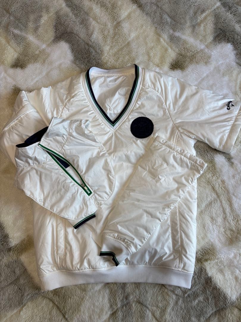 【Callaway】ホワイト Vネック キルティングジャケット スカート