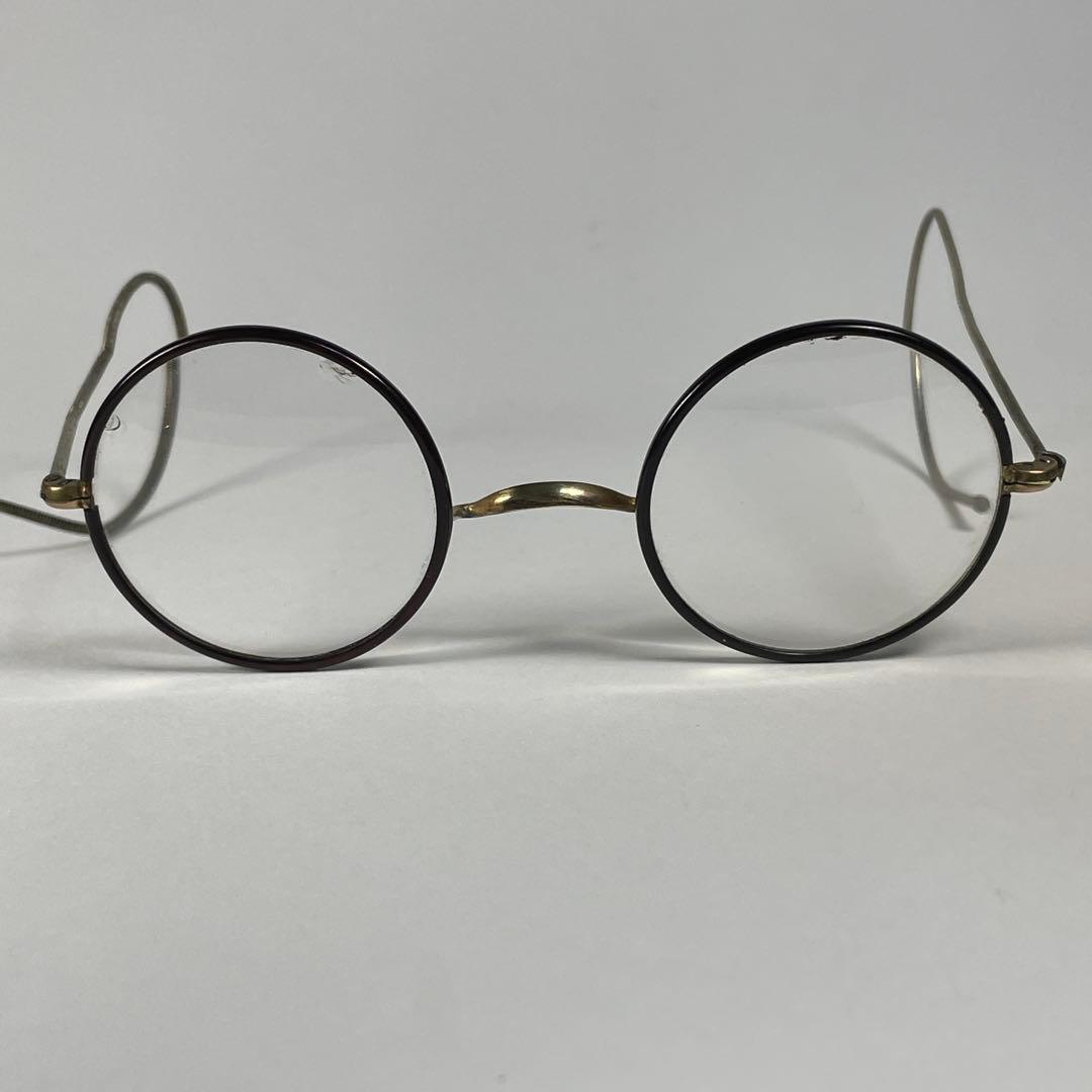 1900s 大正 一山 丸眼鏡 ビンテージ フレーム 巻きつる 縄手