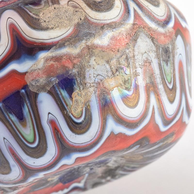 アンティーク　古代　ベネチアンガラス　ローマン硝子　古壷　V　R7612