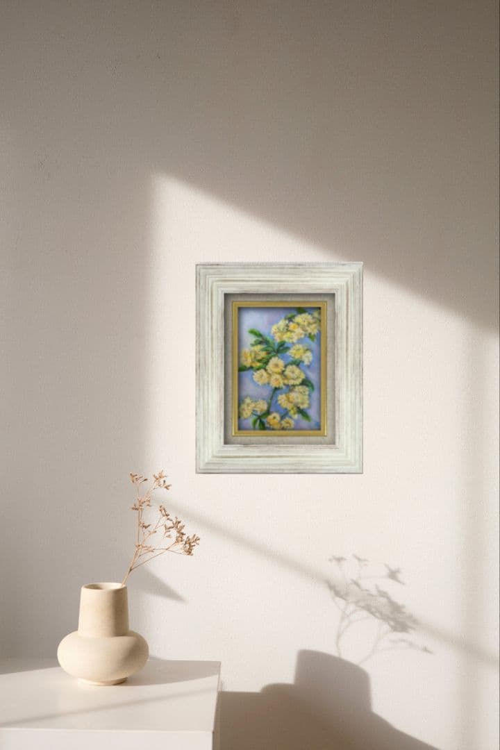 風景画 絵画 バラ ファインアート　静物画　黄色　花の絵画　モッコウバラ