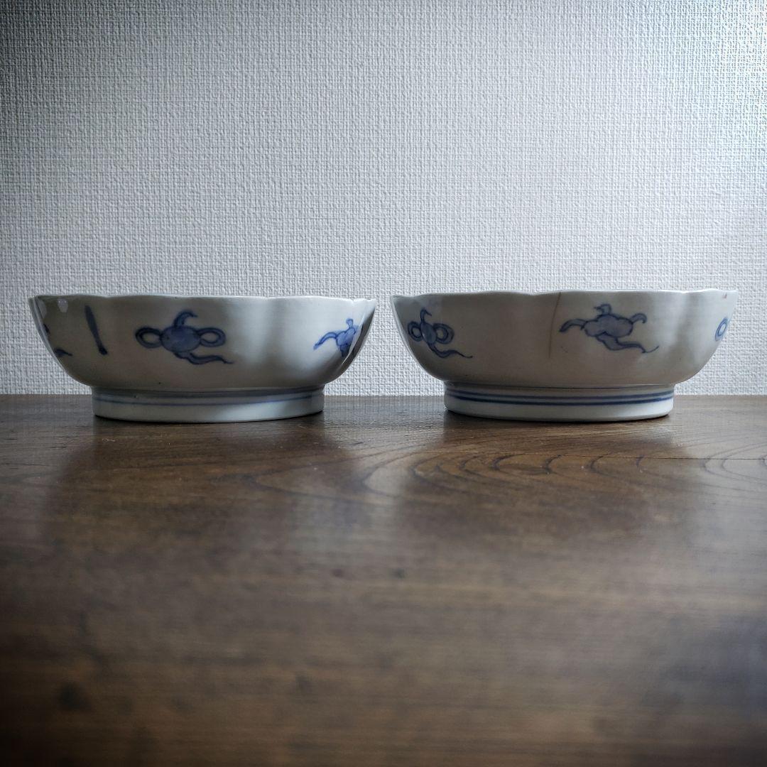 なます皿 色絵付 金彩 2枚 江戸 明治 古伊万里 訳あり ニュウ 欠け