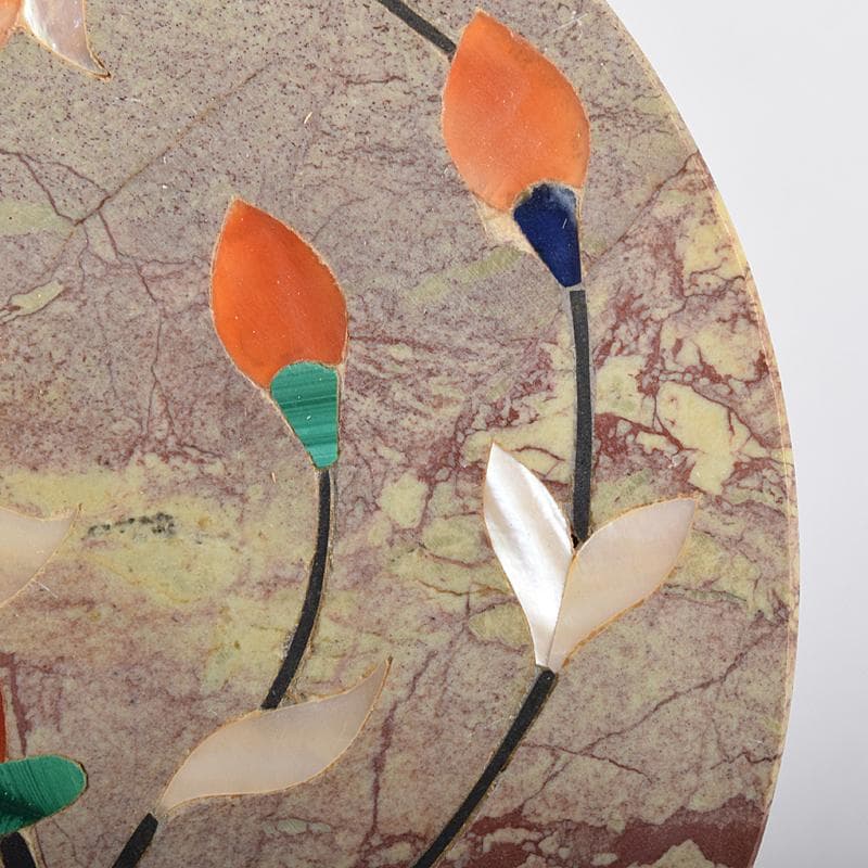 北印度産　玉石　インディアン・カラー・ストーン象嵌　飾箱　共箱　V　R8518