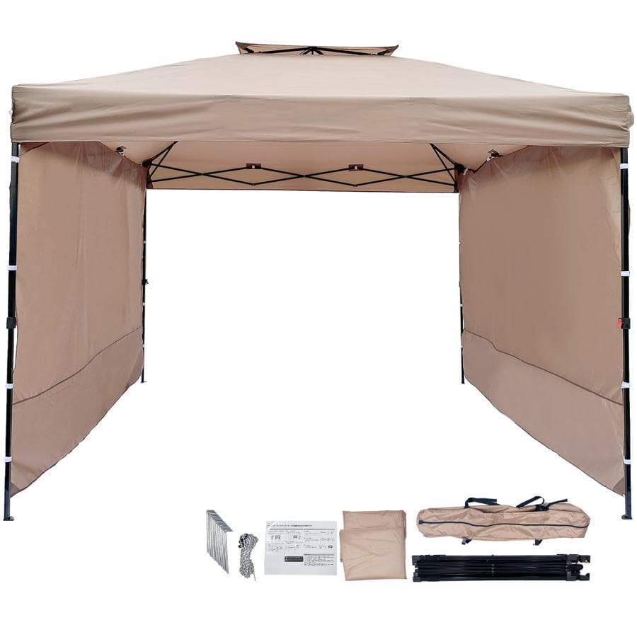ワンタッチタープテント 3m*3m サンシェード アウトドア用【強化版】ベージュ
