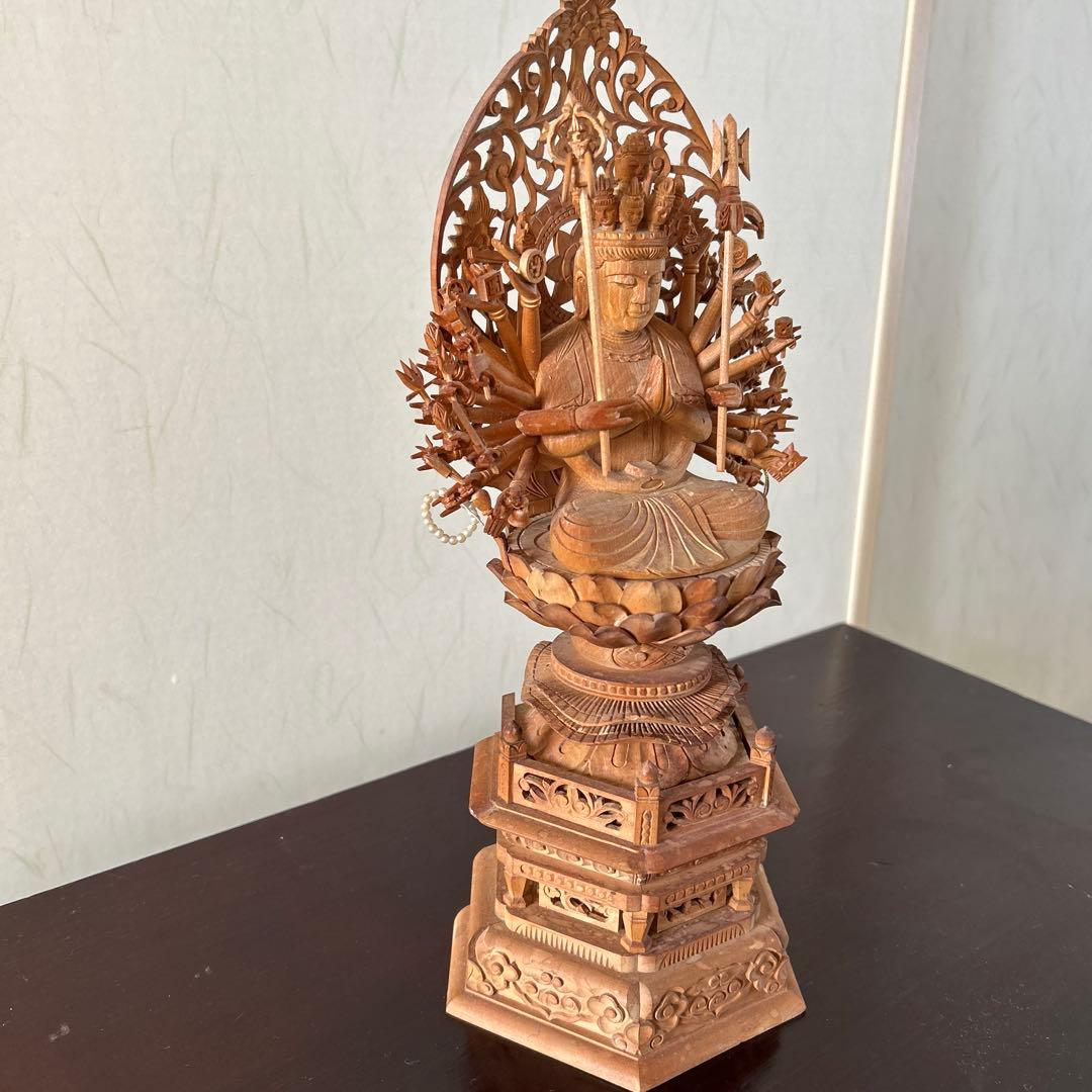 千手観音像　木彫り　仏像　骨董品