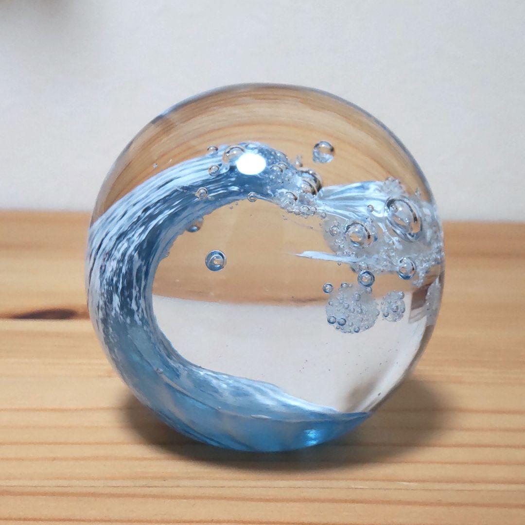 野口硝子  日本歳時記  宙吹きガラス  ペーパーウェイト  直径約7cm