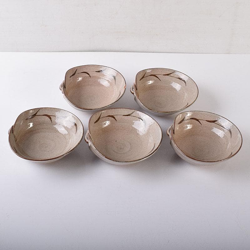 和食器　唐津焼　武村利左衛門作　絵唐津　向付　五客　共箱　V　R8437