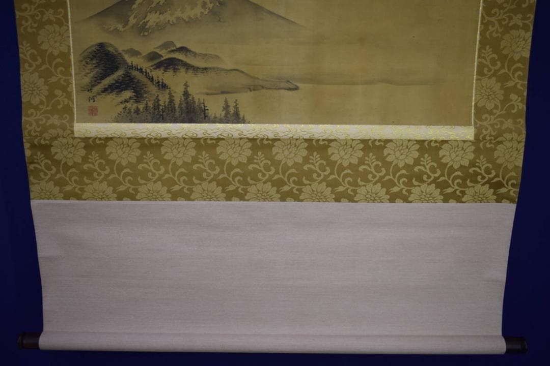 真作/中林竹洞/富士山水図/横物/大幅/布袋屋掛軸HJ-844