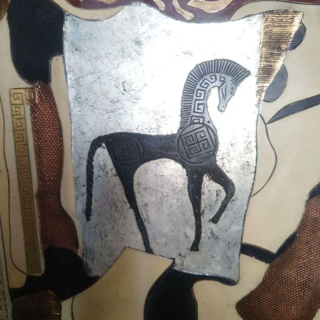 馬デザインオリエンタル彫刻絵　（馬が右向きタイプ）