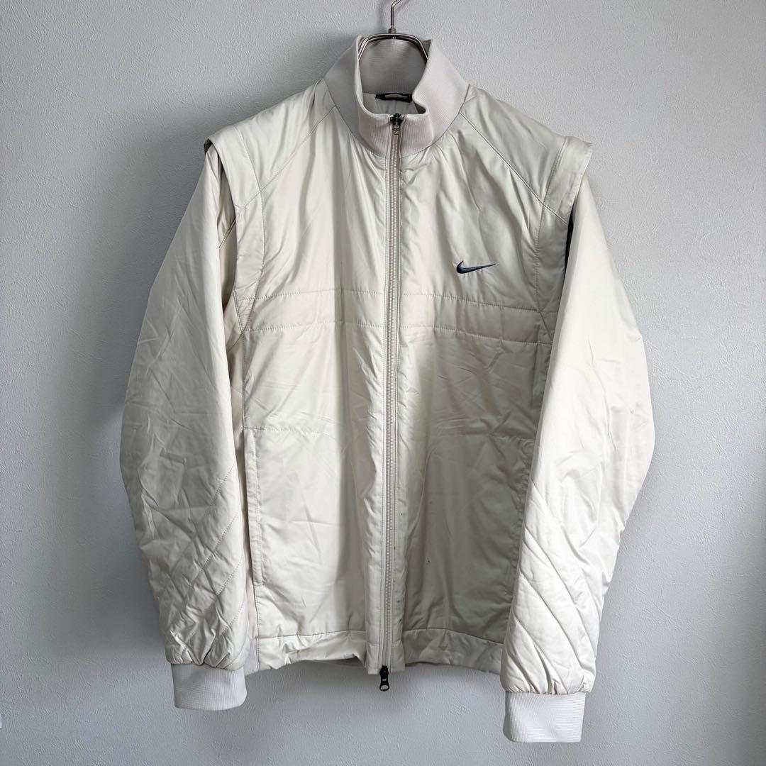 L 白 ナイキ NIKE golf ゴルフ ジャケット ブルゾン 袖取り外し可能