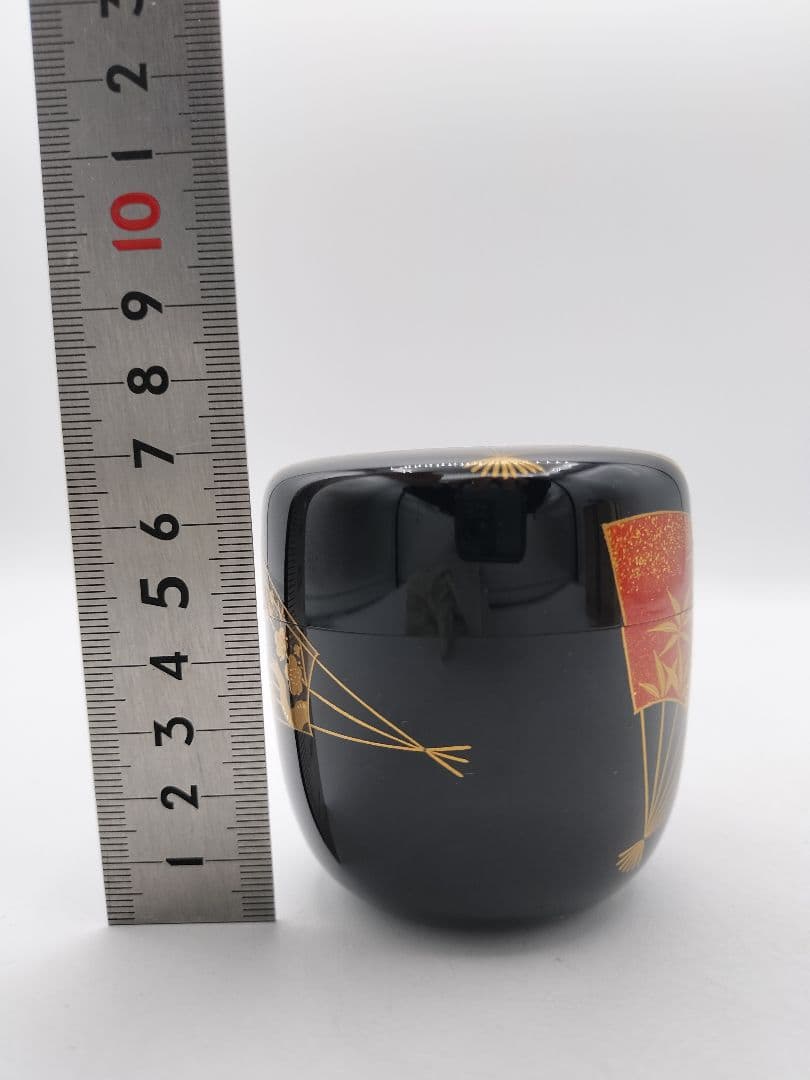 c694 中棗 扇面 松竹梅 吉田華正 木箱 茶道具 古物