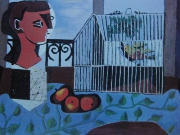 ピカソpicasso、鳥籠、希少画集画、新品高級額、額装付、状態良好