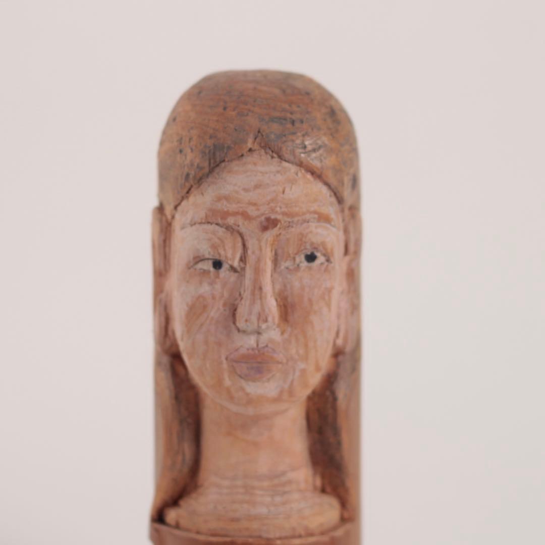 不思議な 木彫 人物像 No.2 古道具 アンティーク オブジェ