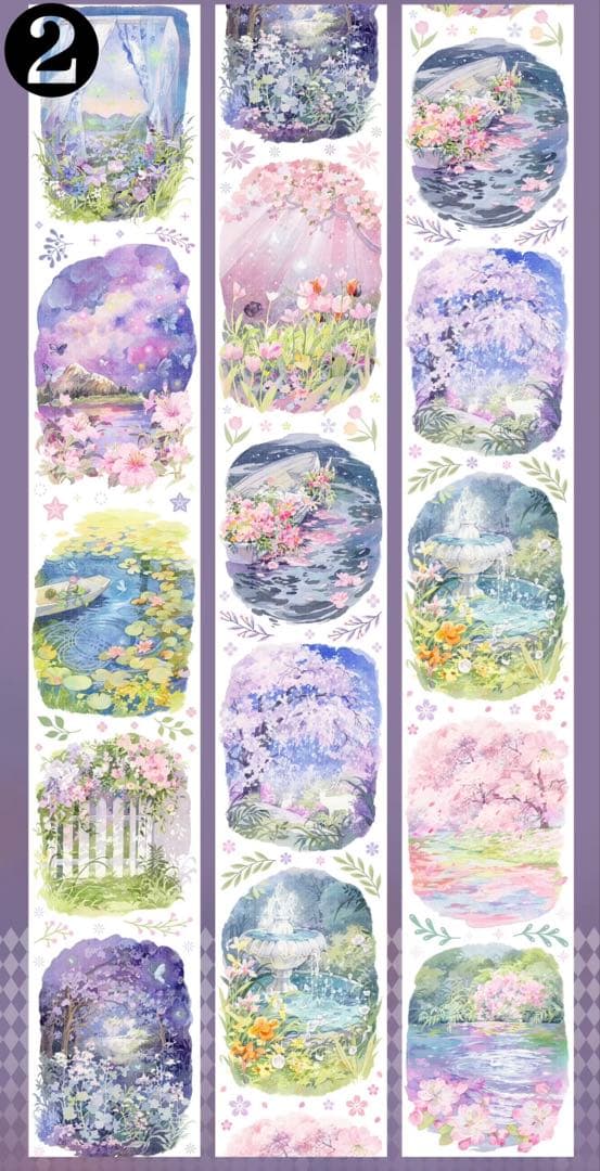 【Z】海外　10m巻　貝殻光/虹光マスキングテープ　お花系/装飾系/古風系