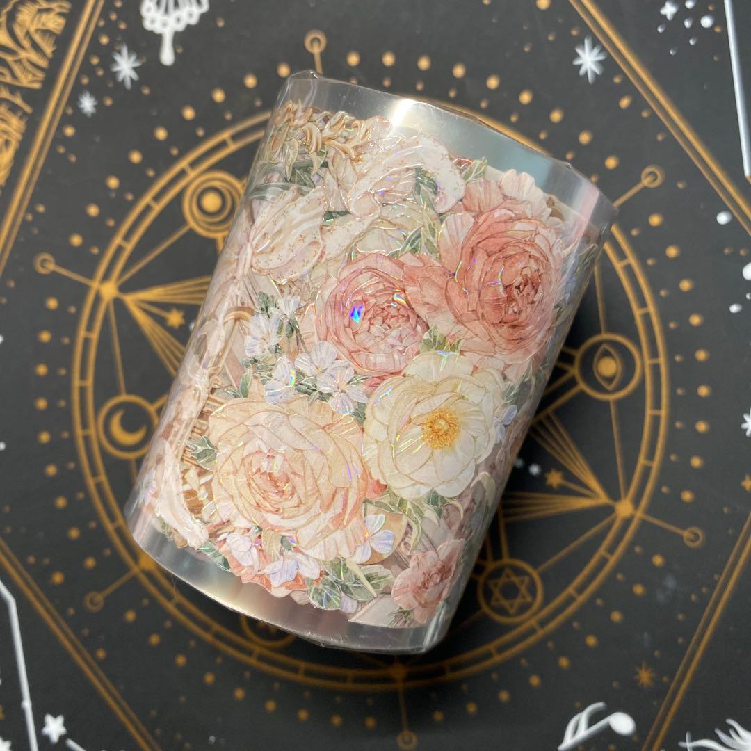 【Z】海外　10m巻　貝殻光/虹光マスキングテープ　お花系/装飾系/古風系