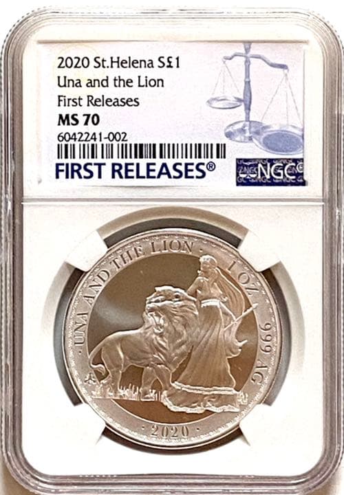【世界19枚】2020年 ウナとライオン 1ポンド 銀貨  NGC MS70