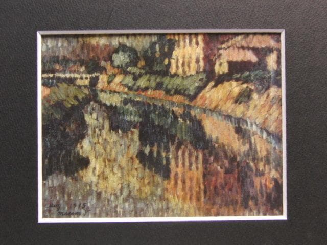 柳瀬正夢、河と降る光と、希少な額装用画集より、新品高級額装付、状態良好