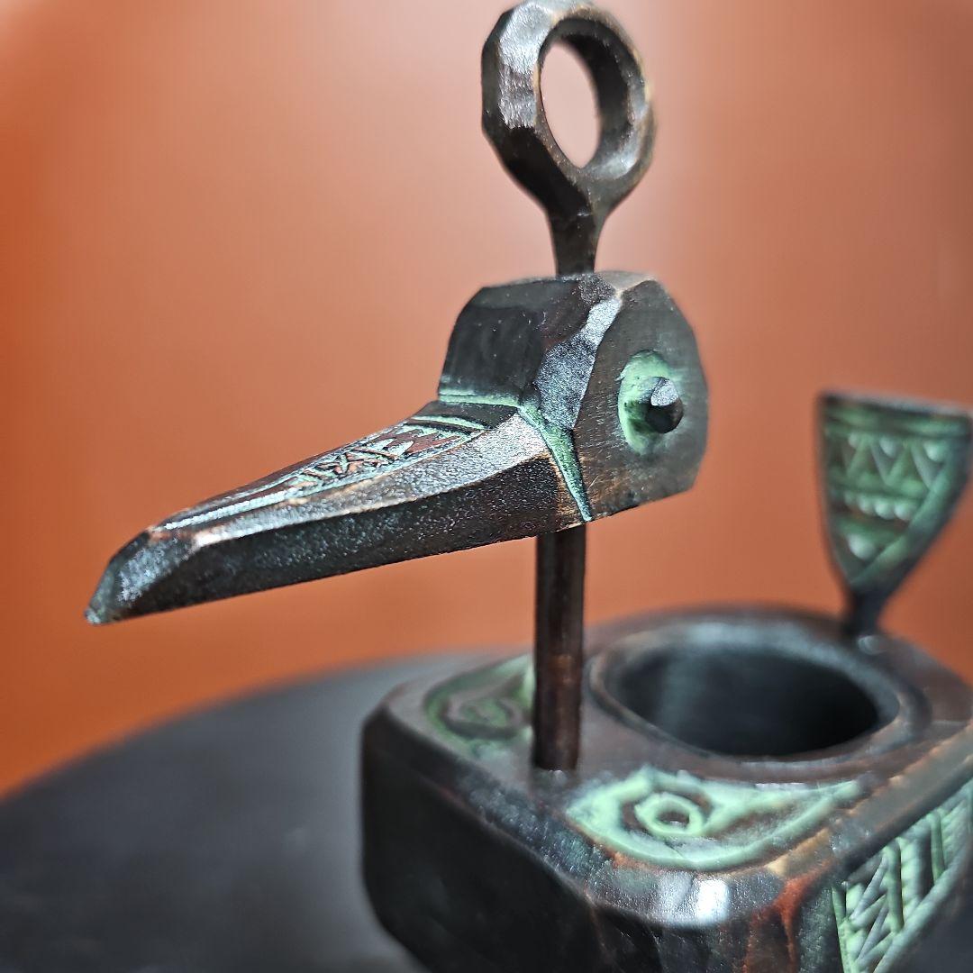 阿部紀男「鉛筆立て」アイヌ彫り 木彫り