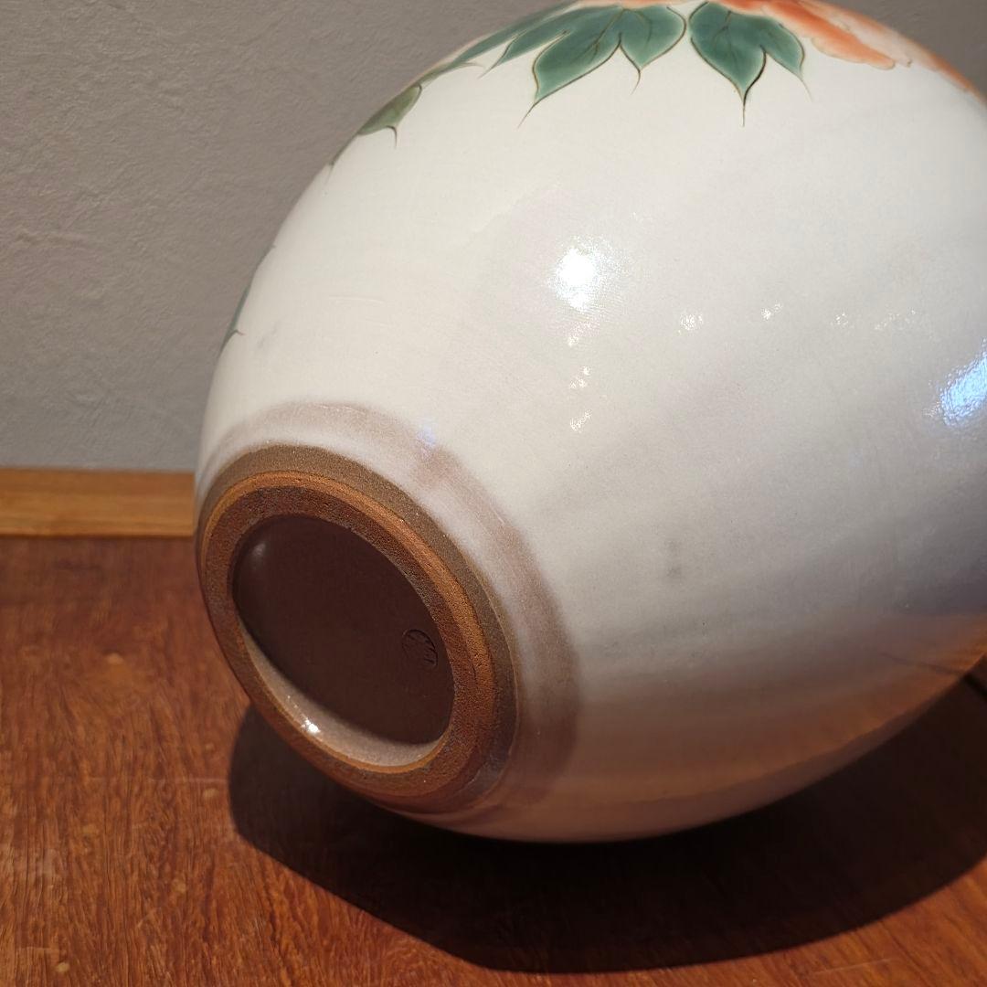 京焼 清水焼 陶あん 陶葊 牡丹 花瓶 高25cm 日本製 白掛牡丹 花器 花生
