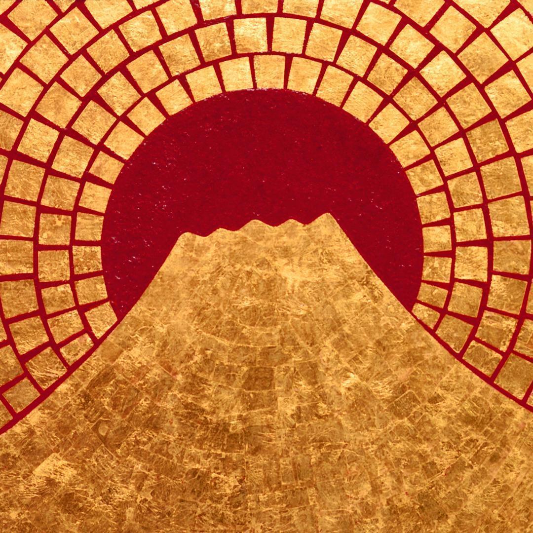 ●お部屋に純金の輝きを●太陽富士山●がんどうあつし絵画油絵作者直接金沢国産24K