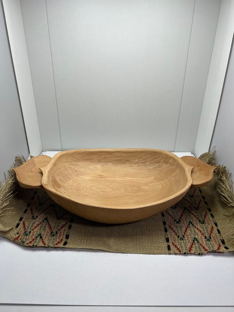 アイヌ美術蒐集家のコレクション品 20世紀 木地刳抜 木彫ニマ(深皿)民族芸術