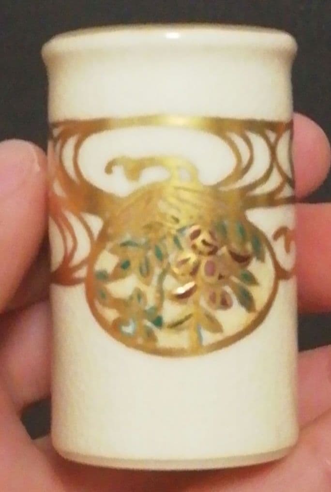 杉田祥平作　色絵　波の帯　貝形草花図　三種揃　茶碗　振出　巾筒　共箱　茶道具