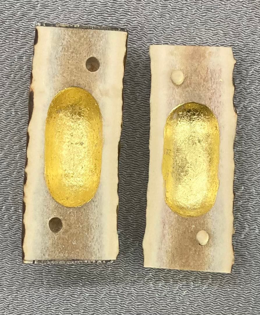 B439s「春日大社鹿角香合」木遊軒一丘造一司作　共袋(一丘)共箱(一丘一司銘)