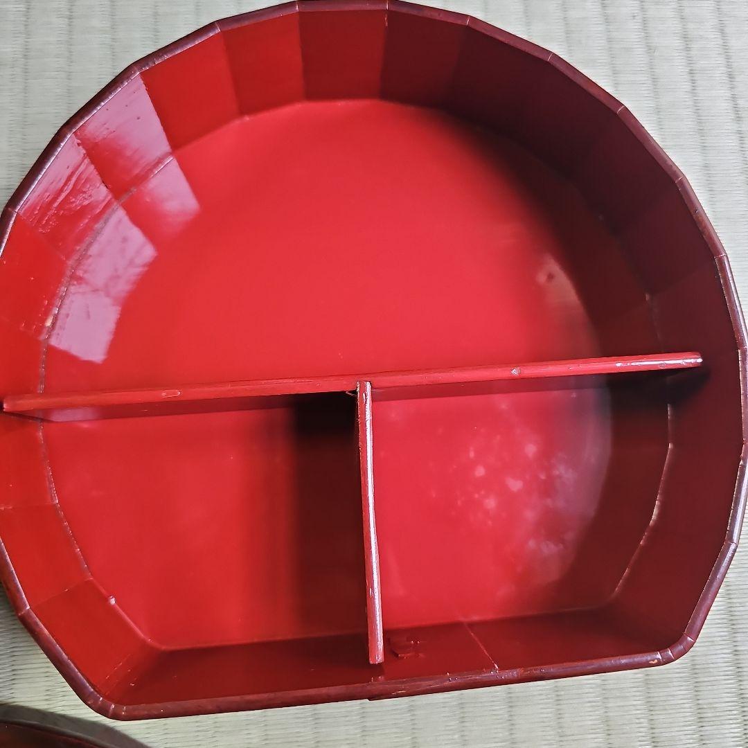 昭和レトロ/1950年代前半物】木製弁当箱 漆塗り弁当箱 仕切付き 大きめ27客