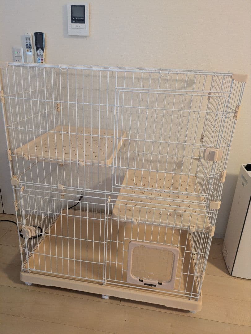 美品　2段　RAKU　猫　ケージ　大型　ゲージ　白
