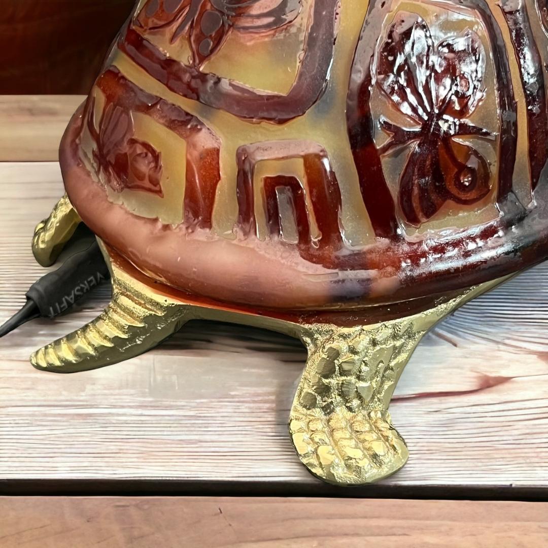 【証明書】エミールガレ　一灯ランプ 　亀紋　カメオ彫り　被せガラス　高さ10ｃｍ