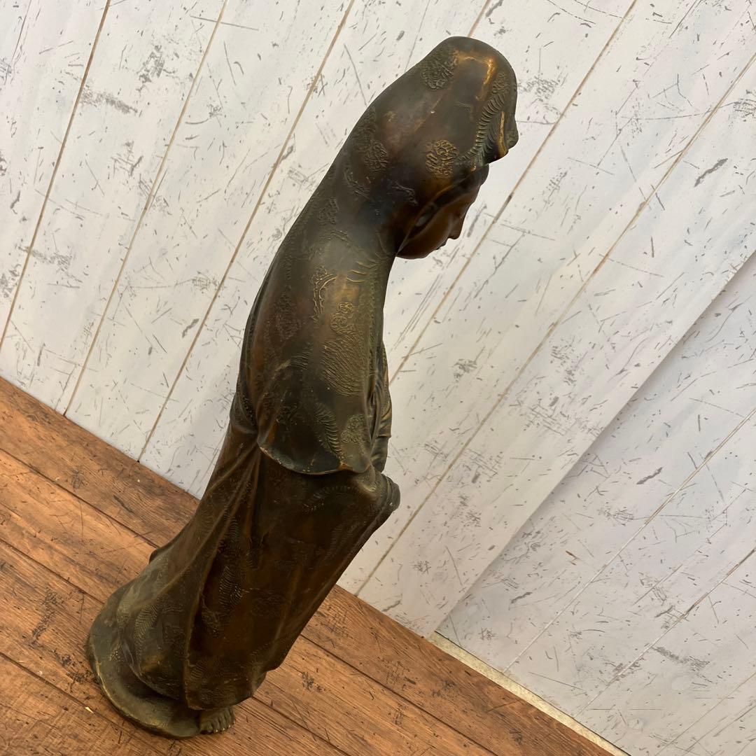 昭和レトロ 金属製 観音菩薩像 観音様 置物 オブジェ インテリア