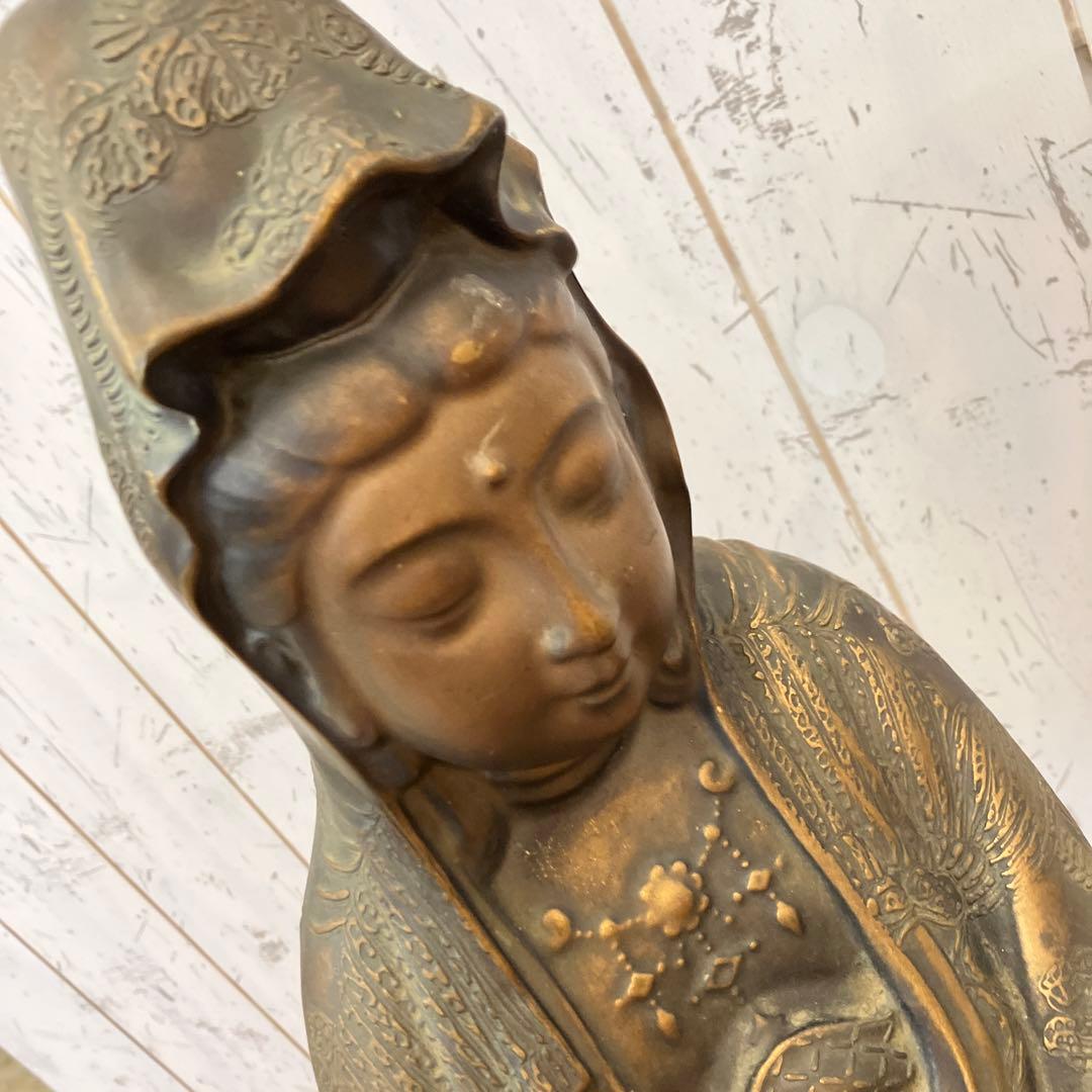 昭和レトロ 金属製 観音菩薩像 観音様 置物 オブジェ インテリア