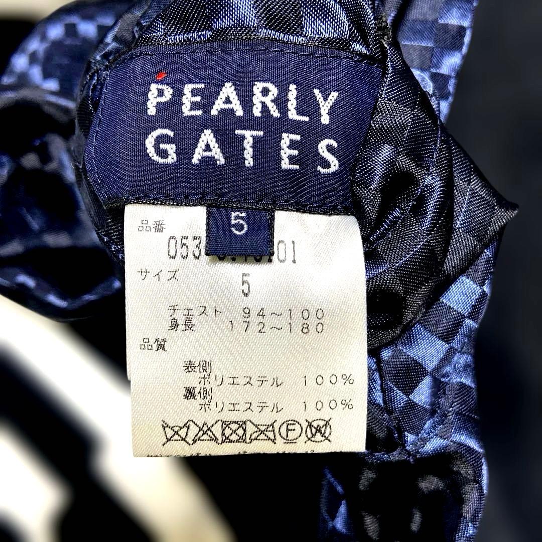 【極美品】パーリーゲイツゴルフ　リバーシブル ベスト サイズ5 濃紺 柄黒ニット