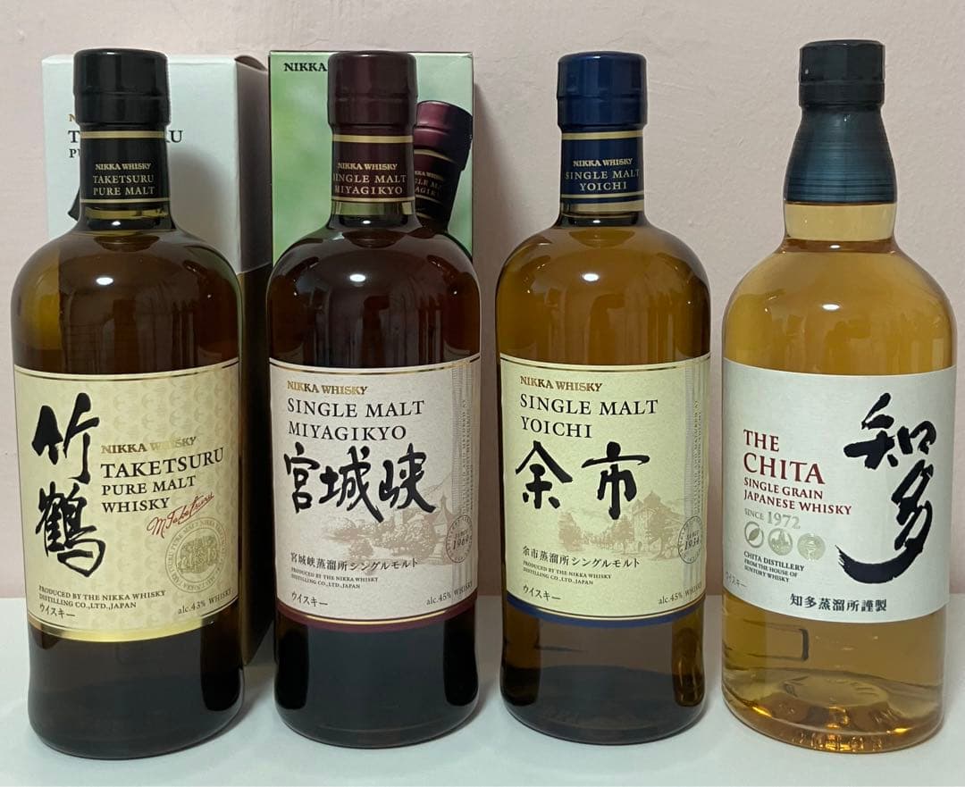 ウイスキー4本セット　竹鶴　宮城峡　余市　知多