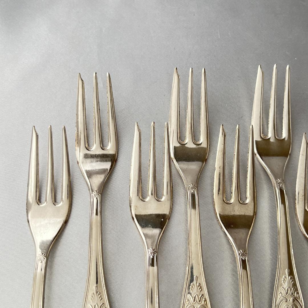 【英国】 キングスパターン ケーキフォーク 12本 【シルバープレート】