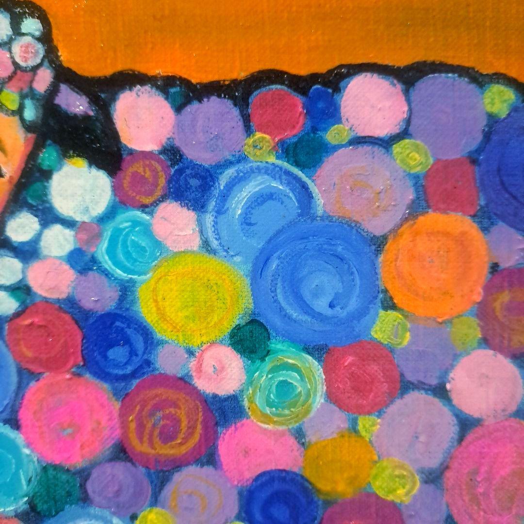 キャンバス油絵 　あり　くるくるカラフルSheep