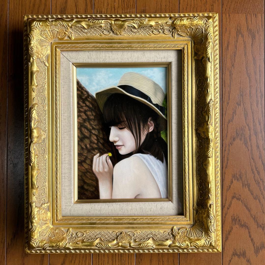 絵画　油彩画　女性　塩見恭央　「Good bye summer2 ミズキ」