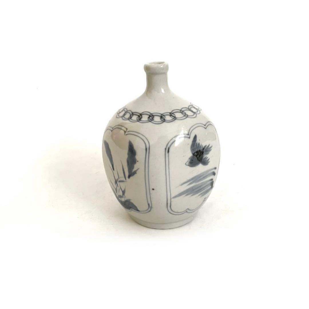 骨董　アンティーク　古伊万里　染付　窓絵　鳥文様　徳利　一輪挿し　初期伊万里