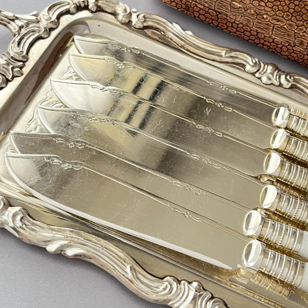 【英国】【白蝶貝 】カトラリーセット  マザーオブパール ケース