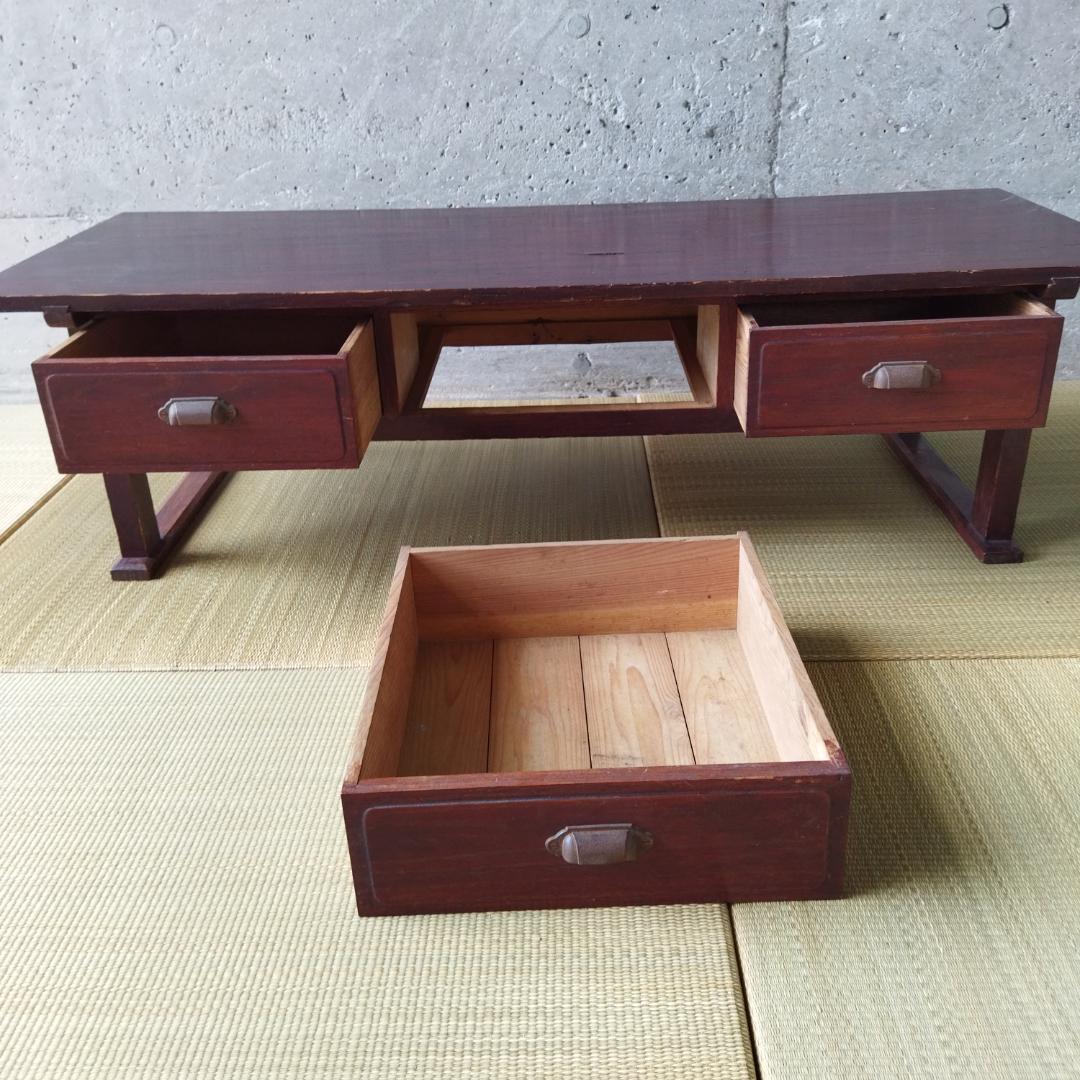 昭和レトロ 英国風木製文机 ローテーブル 座卓 ワークデスク 古家具 書斎机